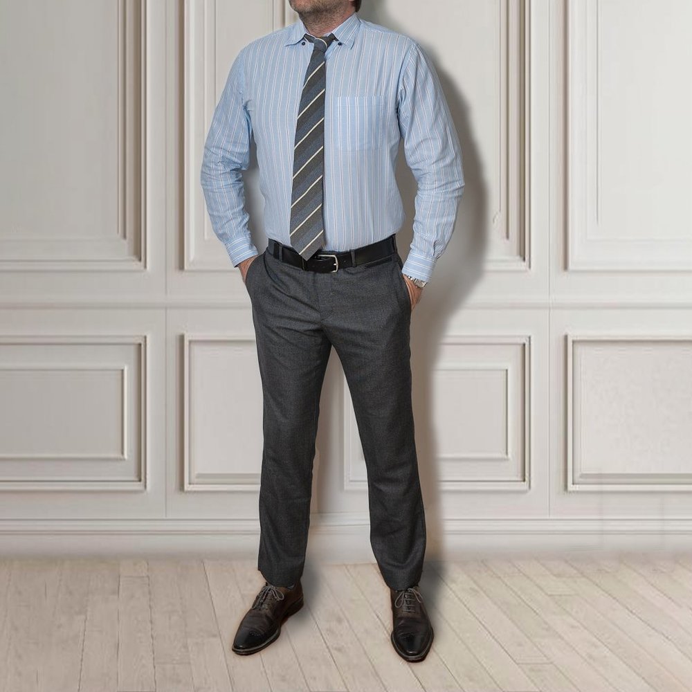 Super Classy Tasso Elba Striped Dress Shirt - Picture 2 of 10